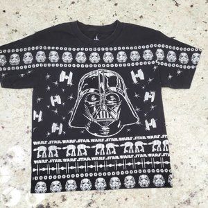 Star Wars ugly sweater style t-shirt - youth M - black and white